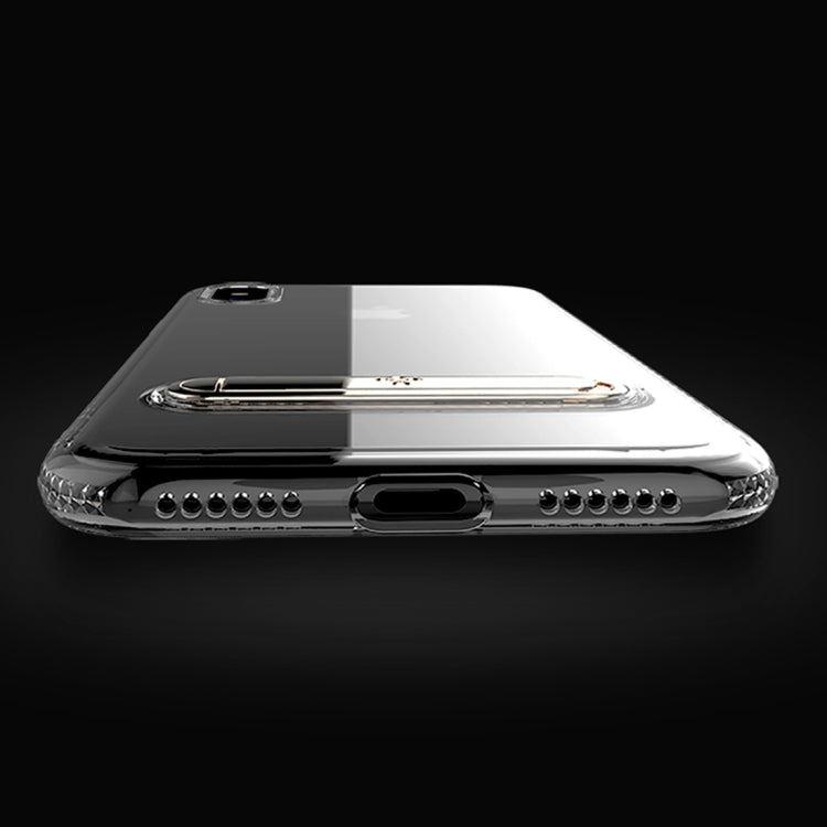 For iPhone X / XS TOTUDESIGN TPU + PC Dropproof Transparent Protective Back Cover Case with Electroplating Magnetic Holder