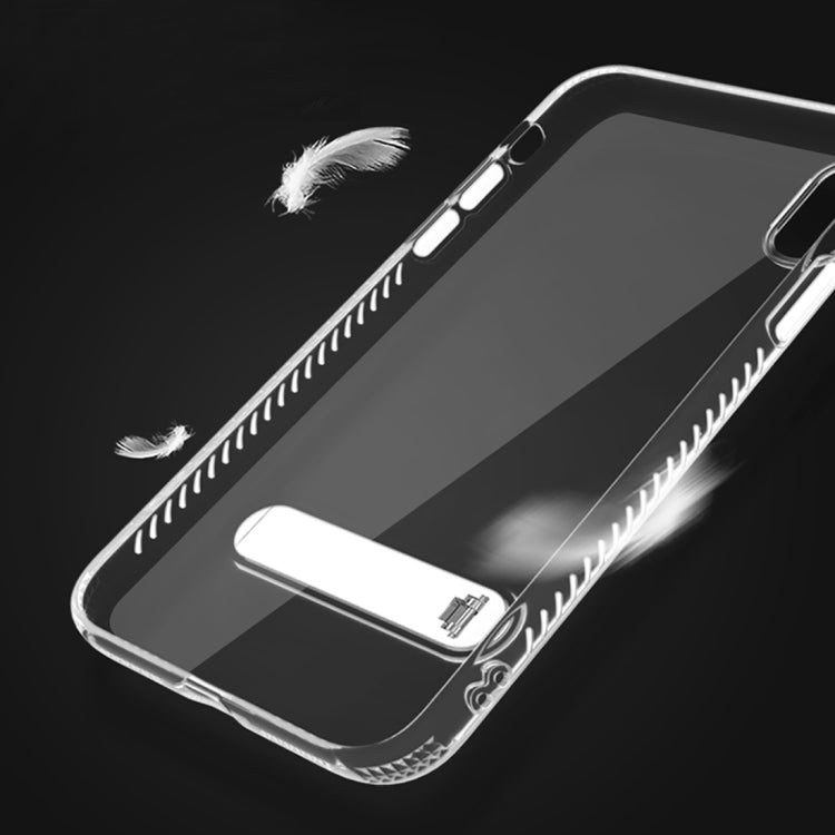 For iPhone X / XS TOTUDESIGN TPU + PC Dropproof Transparent Protective Back Cover Case with Electroplating Magnetic Holder