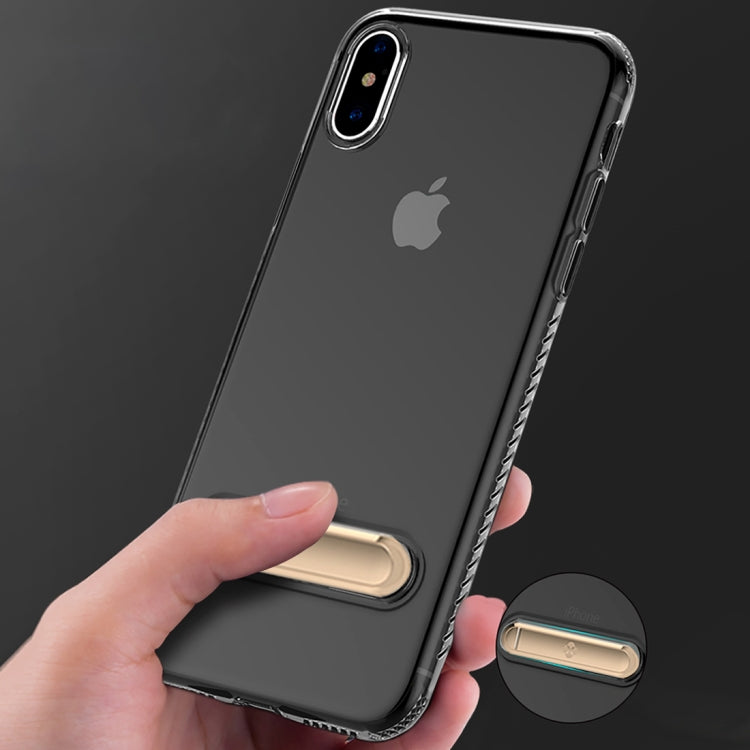 For iPhone X / XS TOTUDESIGN TPU + PC Dropproof Transparent Protective Back Cover Case with Electroplating Magnetic Holder