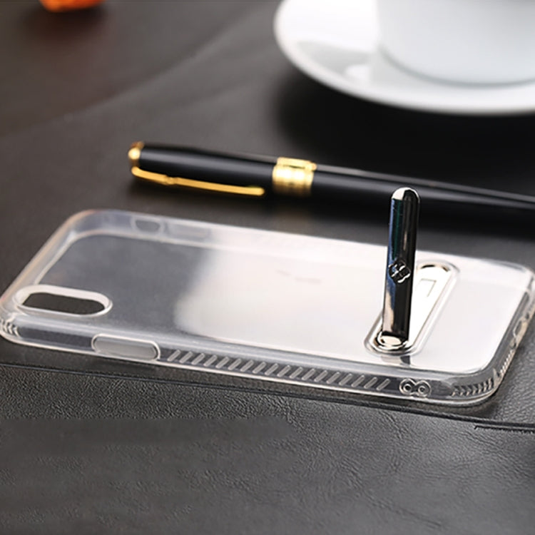 For iPhone X / XS TOTUDESIGN TPU + PC Dropproof Transparent Protective Back Cover Case with Electroplating Magnetic Holder