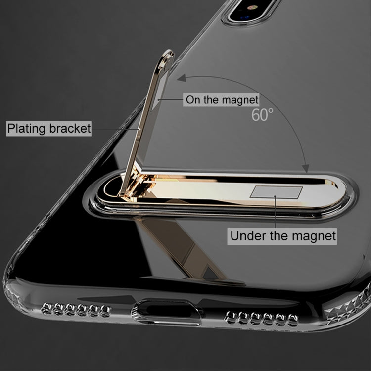 For iPhone X / XS TOTUDESIGN TPU + PC Dropproof Transparent Protective Back Cover Case with Electroplating Magnetic Holder