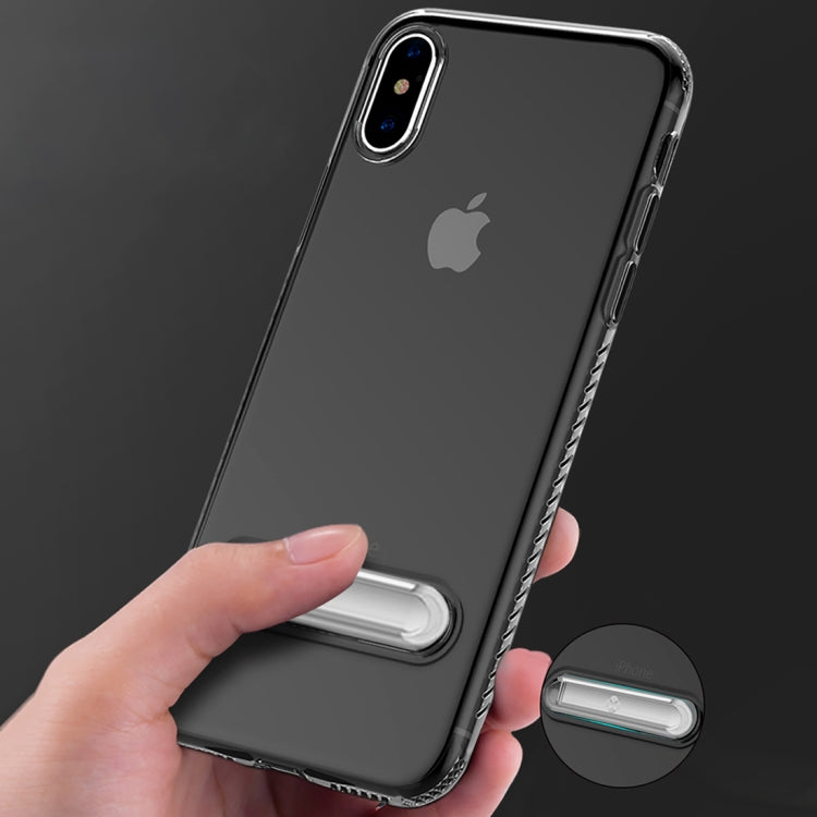 For iPhone X / XS TOTUDESIGN TPU + PC Dropproof Transparent Protective Back Cover Case with Electroplating Magnetic Holder