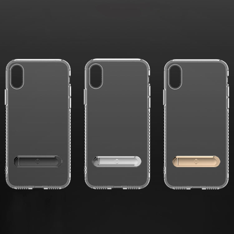 For iPhone X / XS TOTUDESIGN TPU + PC Dropproof Transparent Protective Back Cover Case with Electroplating Magnetic Holder