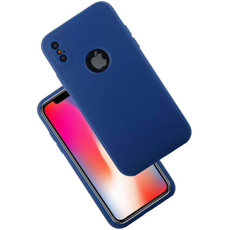 For iPhone X / XS Pure Color Silicone 360 Full Coverage Protective Back Cover Case