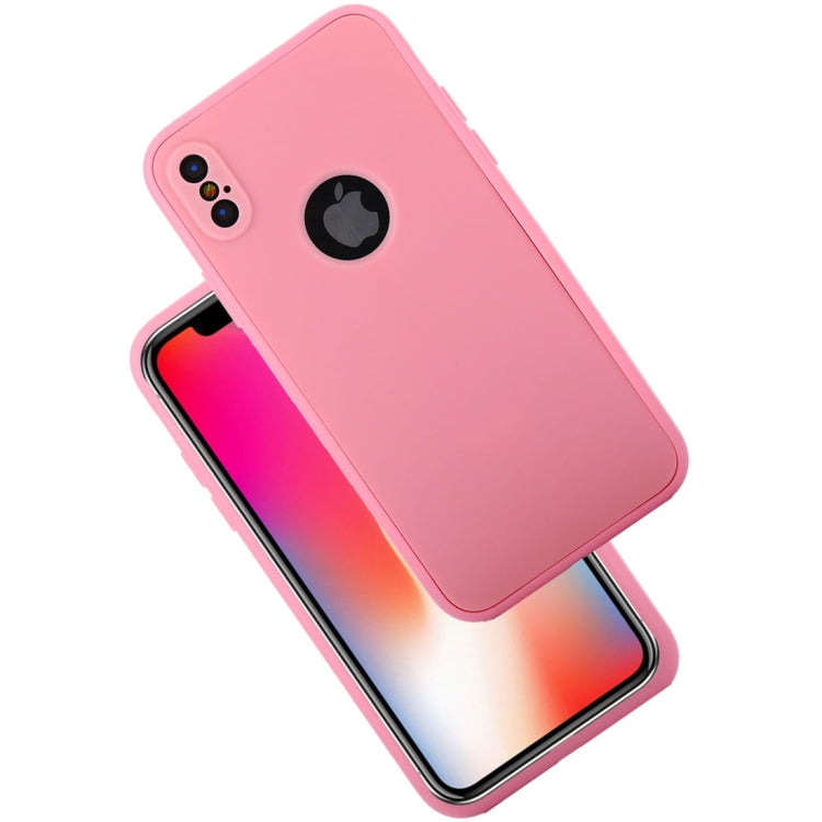 For iPhone X / XS Pure Color Silicone 360 Full Coverage Protective Back Cover Case