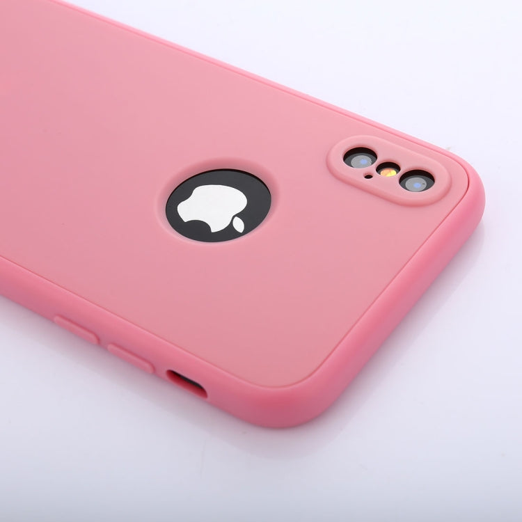 For iPhone X / XS Pure Color Silicone 360 Full Coverage Protective Back Cover Case