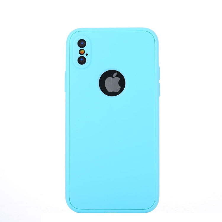 For iPhone X / XS Pure Color Silicone 360 Full Coverage Protective Back Cover Case