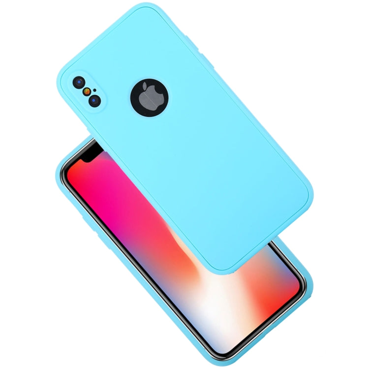 For iPhone X / XS Pure Color Silicone 360 Full Coverage Protective Back Cover Case