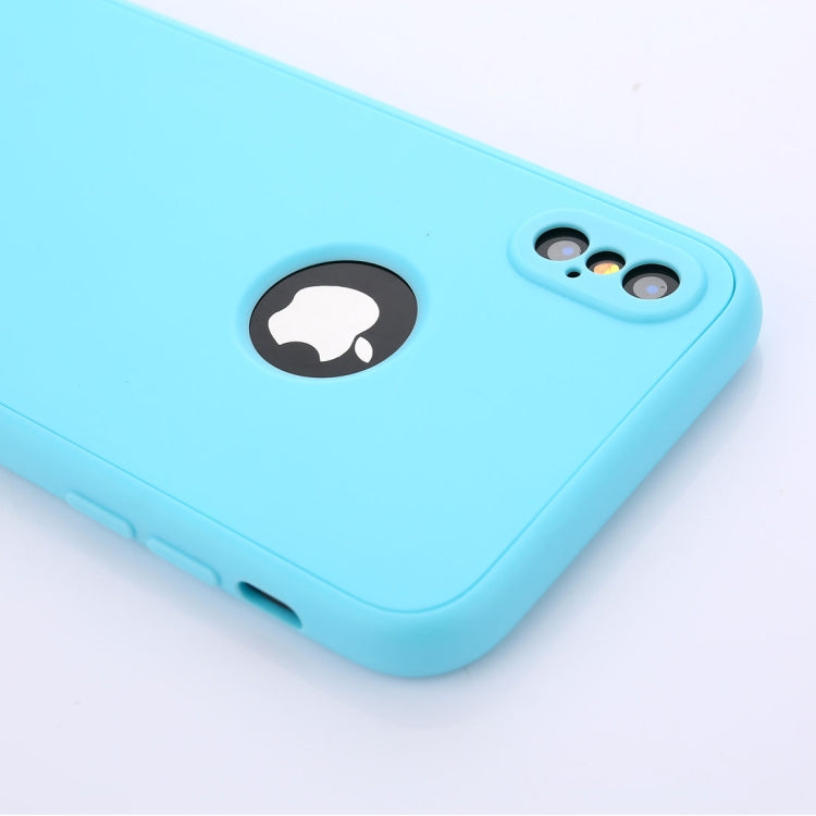 For iPhone X / XS Pure Color Silicone 360 Full Coverage Protective Back Cover Case