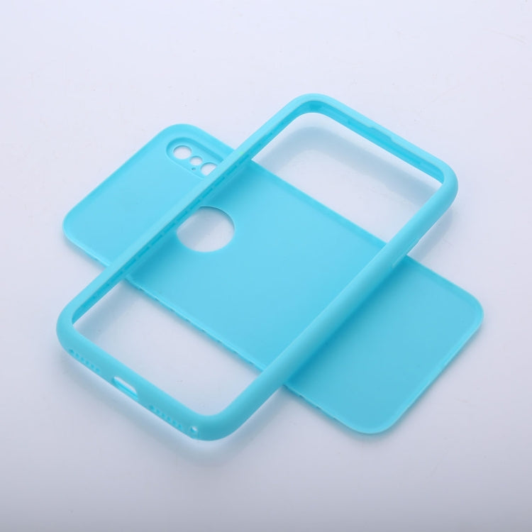 For iPhone X / XS Pure Color Silicone 360 Full Coverage Protective Back Cover Case