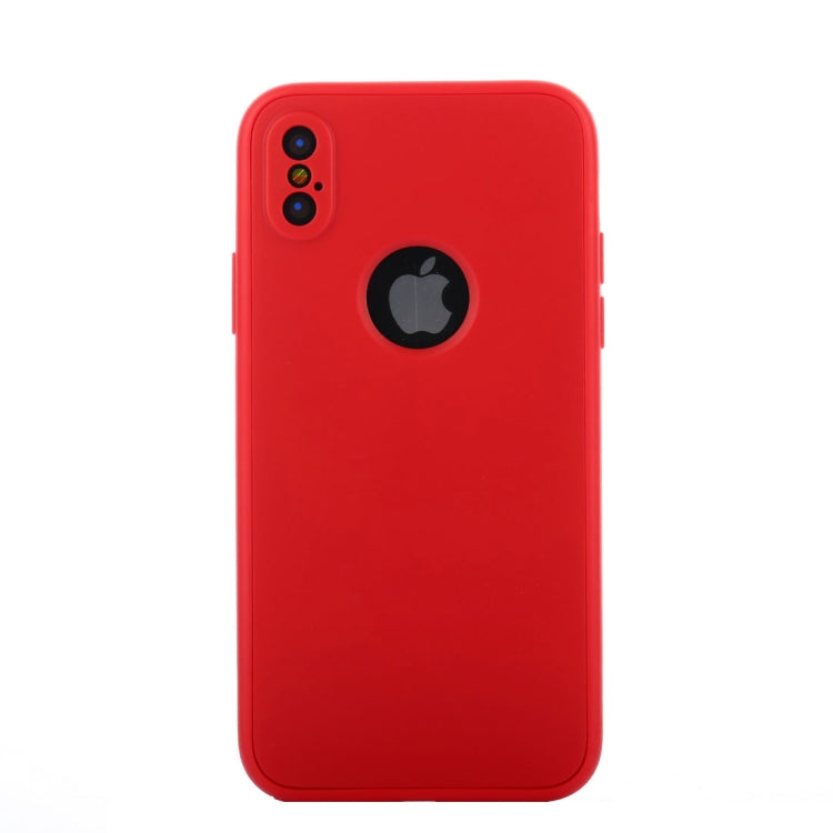For iPhone X / XS Pure Color Silicone 360 Full Coverage Protective Back Cover Case
