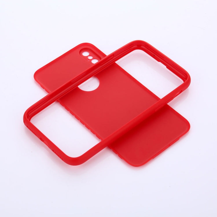 For iPhone X / XS Pure Color Silicone 360 Full Coverage Protective Back Cover Case
