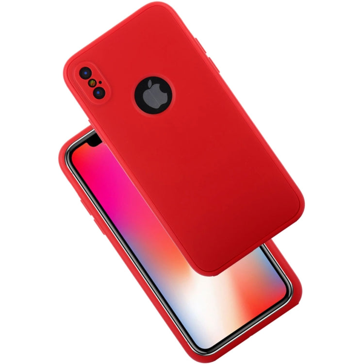 For iPhone X / XS Pure Color Silicone 360 Full Coverage Protective Back Cover Case