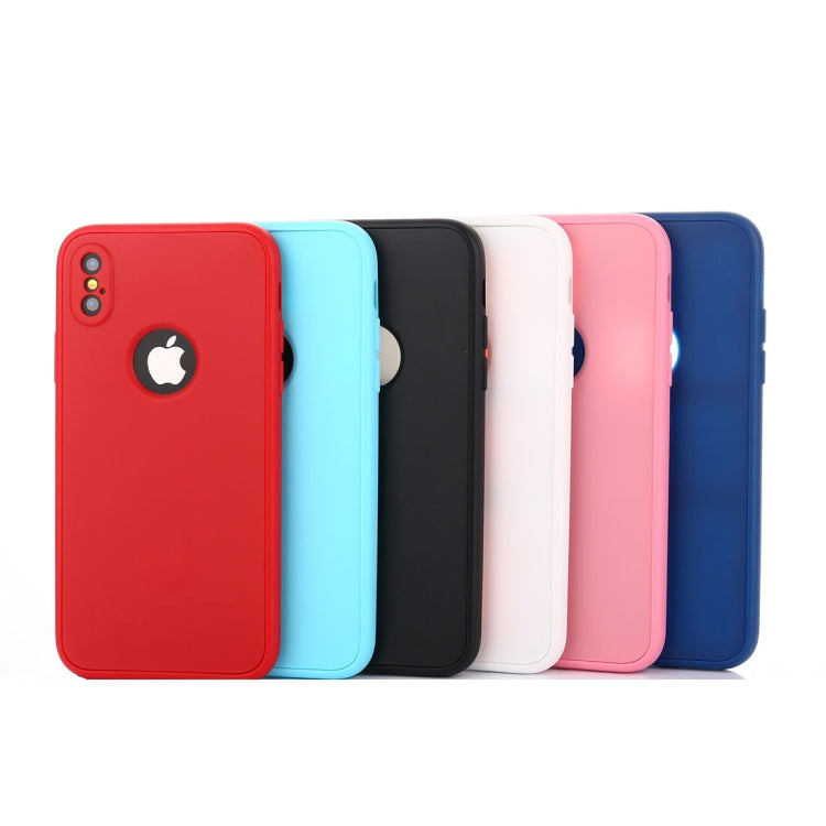 For iPhone X / XS Pure Color Silicone 360 Full Coverage Protective Back Cover Case