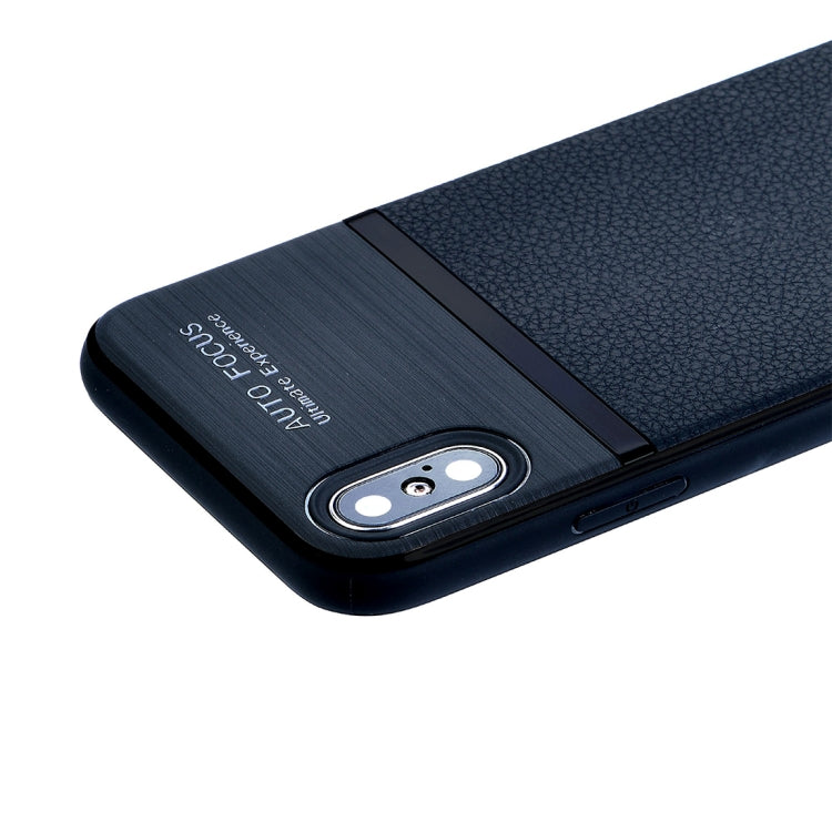 For iPhone X / XS Brushed Leather Texture TPU + PC Shockproof Anti-slip Protective Back Cover Case