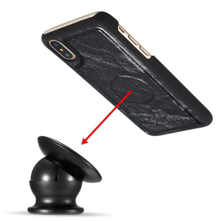For iPhone X / XS DG.MING Genuine Leather Horizontal Flip Detachable Magnetic Protective Case with Holder & Card Slots & Lanyard