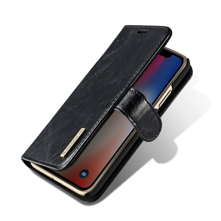 For iPhone X / XS DG.MING Genuine Leather Horizontal Flip Detachable Magnetic Protective Case with Holder & Card Slots & Lanyard