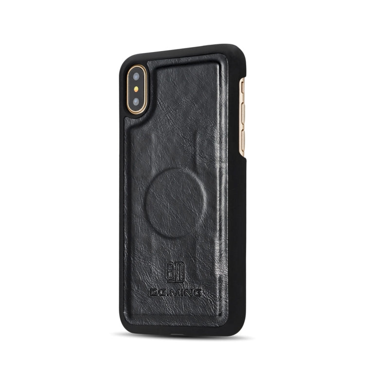 For iPhone X / XS DG.MING Genuine Leather Horizontal Flip Detachable Magnetic Protective Case with Holder & Card Slots & Lanyard