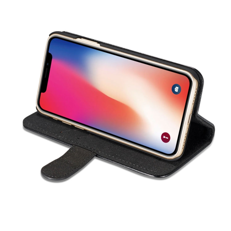 For iPhone X / XS DG.MING Genuine Leather Horizontal Flip Detachable Magnetic Protective Case with Holder & Card Slots & Lanyard