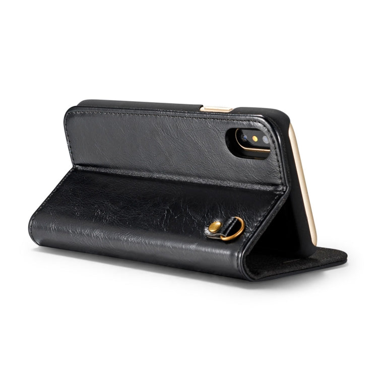 For iPhone X / XS DG.MING Genuine Leather Horizontal Flip Detachable Magnetic Protective Case with Holder & Card Slots & Lanyard