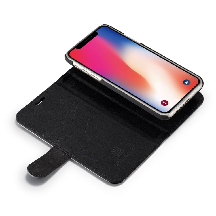 For iPhone X / XS DG.MING Genuine Leather Horizontal Flip Detachable Magnetic Protective Case with Holder & Card Slots & Lanyard