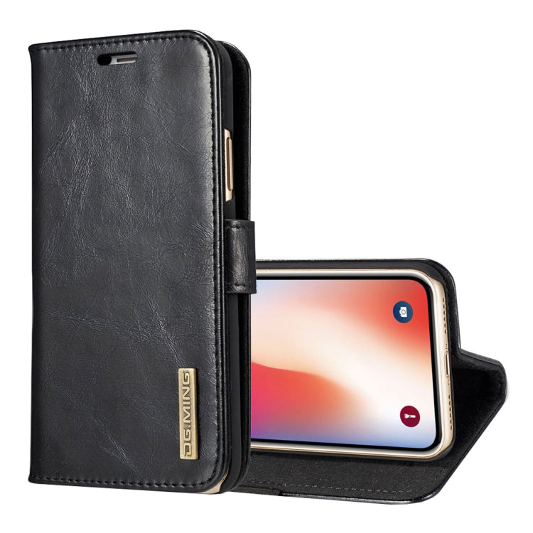 For iPhone X / XS DG.MING Genuine Leather Horizontal Flip Detachable Magnetic Protective Case with Holder & Card Slots & Lanyard