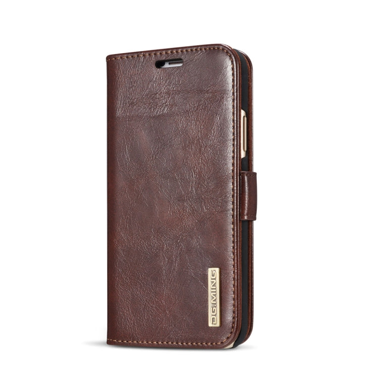 For iPhone X / XS DG.MING Genuine Leather Horizontal Flip Detachable Magnetic Protective Case with Holder & Card Slots & Lanyard