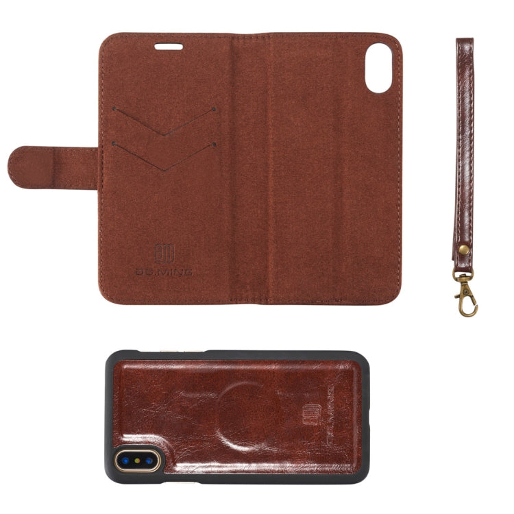 For iPhone X / XS DG.MING Genuine Leather Horizontal Flip Detachable Magnetic Protective Case with Holder & Card Slots & Lanyard