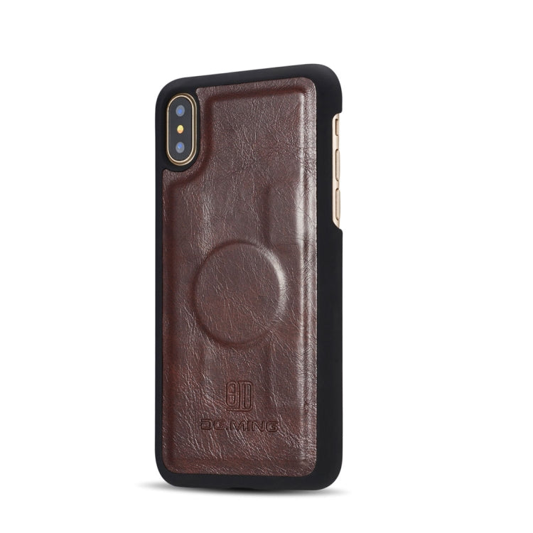 For iPhone X / XS DG.MING Genuine Leather Horizontal Flip Detachable Magnetic Protective Case with Holder & Card Slots & Lanyard