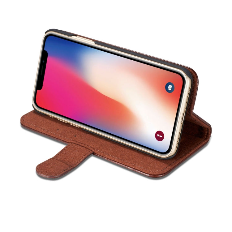 For iPhone X / XS DG.MING Genuine Leather Horizontal Flip Detachable Magnetic Protective Case with Holder & Card Slots & Lanyard