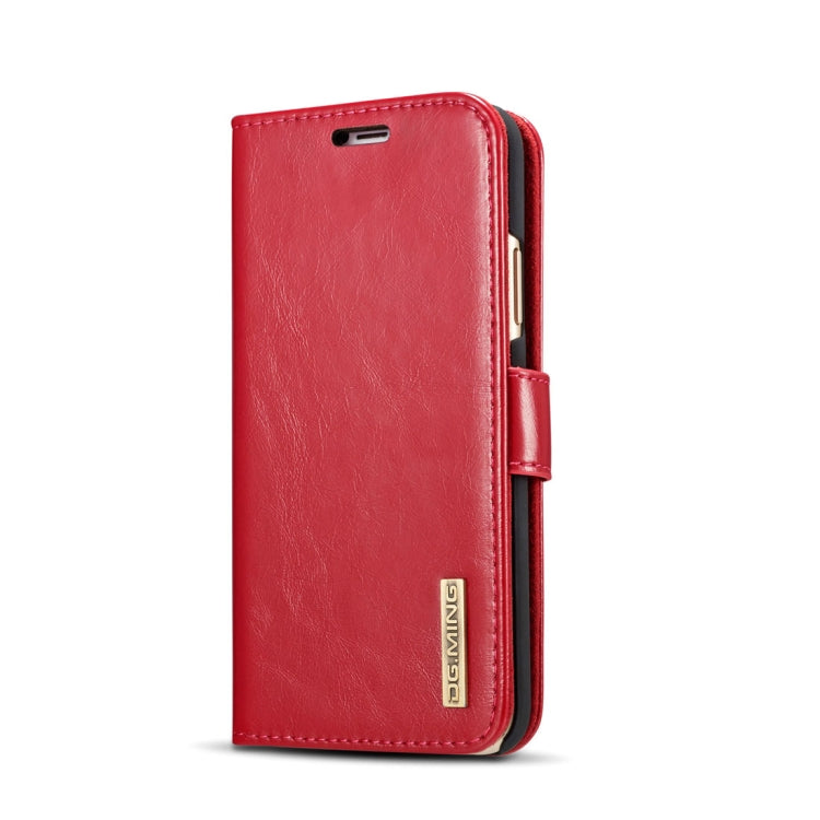 For iPhone X / XS DG.MING Genuine Leather Horizontal Flip Detachable Magnetic Protective Case with Holder & Card Slots & Lanyard