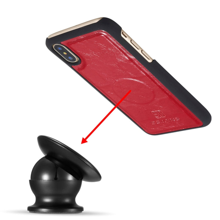 For iPhone X / XS DG.MING Genuine Leather Horizontal Flip Detachable Magnetic Protective Case with Holder & Card Slots & Lanyard
