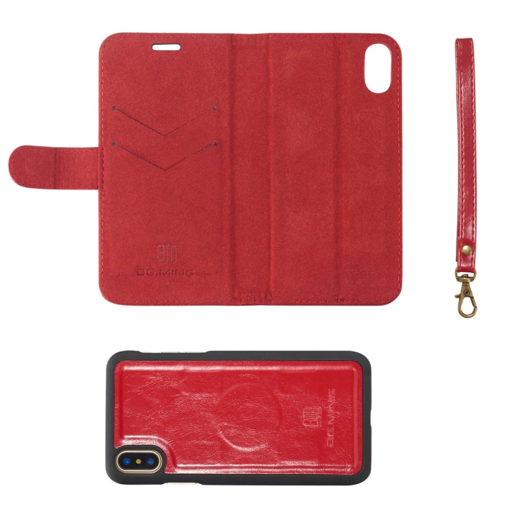 For iPhone X / XS DG.MING Genuine Leather Horizontal Flip Detachable Magnetic Protective Case with Holder & Card Slots & Lanyard