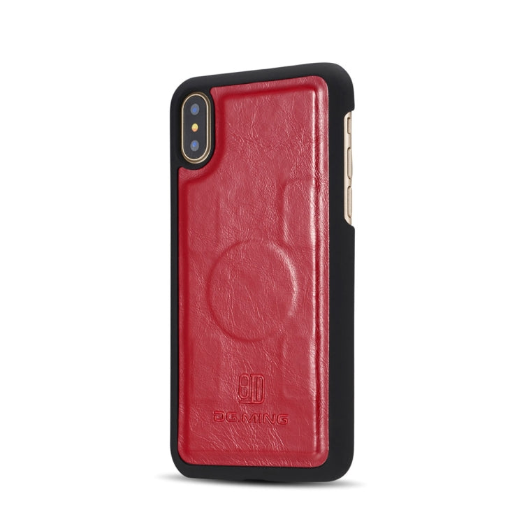 For iPhone X / XS DG.MING Genuine Leather Horizontal Flip Detachable Magnetic Protective Case with Holder & Card Slots & Lanyard