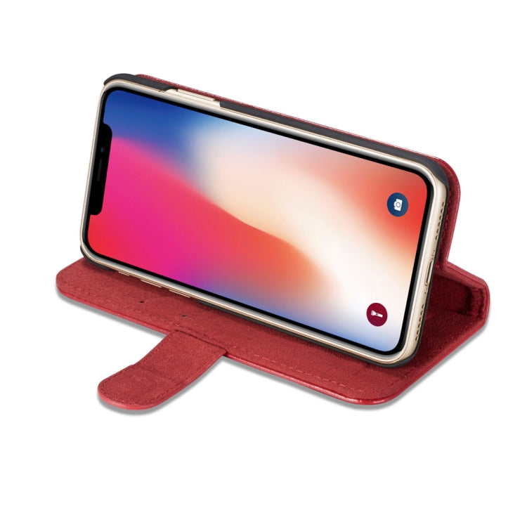 For iPhone X / XS DG.MING Genuine Leather Horizontal Flip Detachable Magnetic Protective Case with Holder & Card Slots & Lanyard