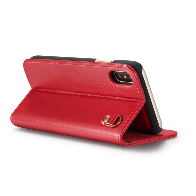 For iPhone X / XS DG.MING Genuine Leather Horizontal Flip Detachable Magnetic Protective Case with Holder & Card Slots & Lanyard