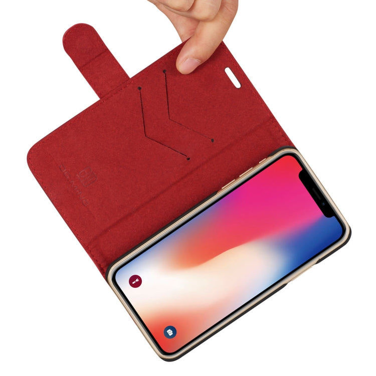 For iPhone X / XS DG.MING Genuine Leather Horizontal Flip Detachable Magnetic Protective Case with Holder & Card Slots & Lanyard
