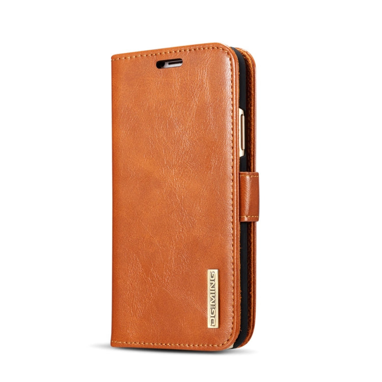 For iPhone X / XS DG.MING Genuine Leather Horizontal Flip Detachable Magnetic Protective Case with Holder & Card Slots & Lanyard