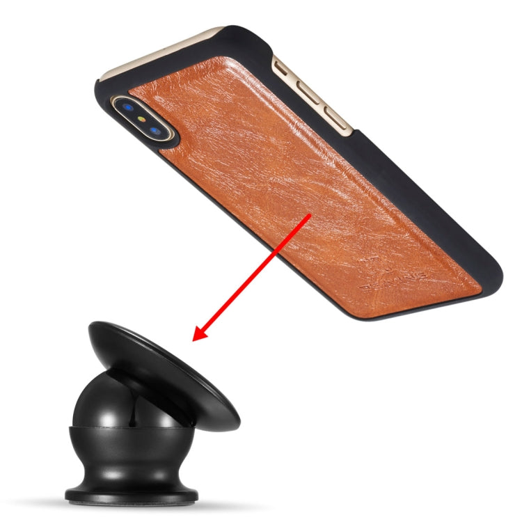 For iPhone X / XS DG.MING Genuine Leather Horizontal Flip Detachable Magnetic Protective Case with Holder & Card Slots & Lanyard