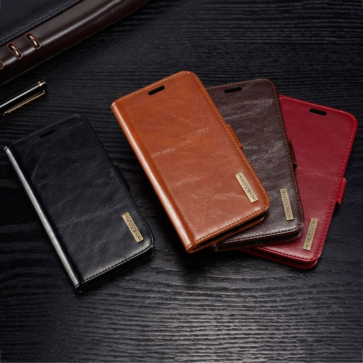 For iPhone X / XS DG.MING Genuine Leather Horizontal Flip Detachable Magnetic Protective Case with Holder & Card Slots & Lanyard