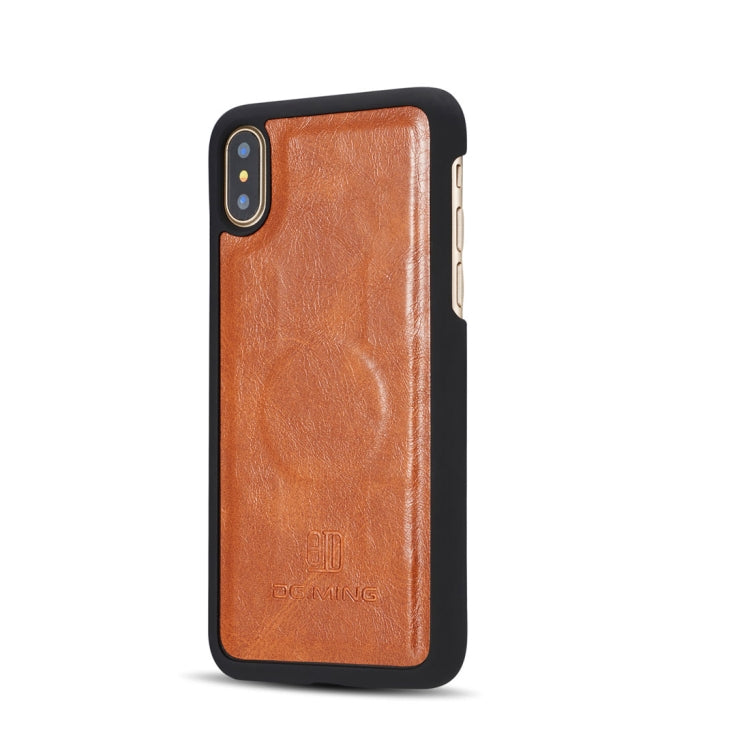For iPhone X / XS DG.MING Genuine Leather Horizontal Flip Detachable Magnetic Protective Case with Holder & Card Slots & Lanyard