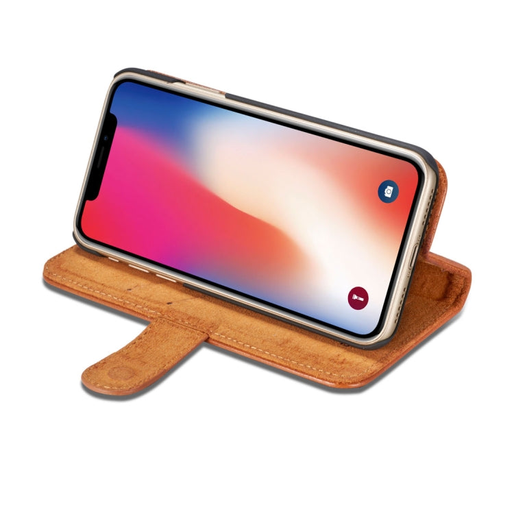 For iPhone X / XS DG.MING Genuine Leather Horizontal Flip Detachable Magnetic Protective Case with Holder & Card Slots & Lanyard
