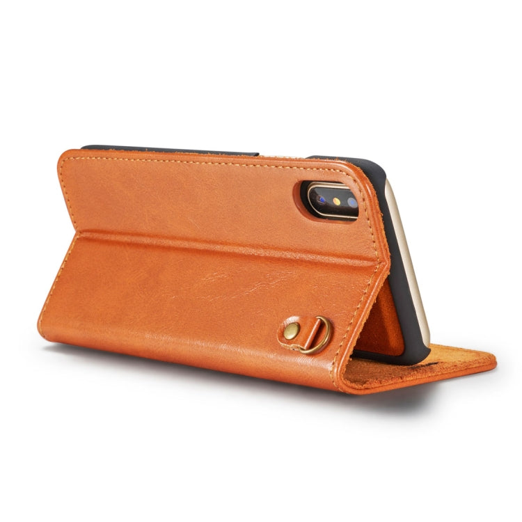 For iPhone X / XS DG.MING Genuine Leather Horizontal Flip Detachable Magnetic Protective Case with Holder & Card Slots & Lanyard