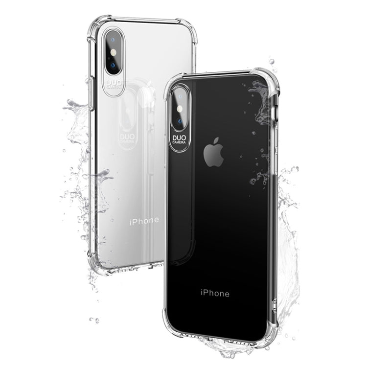 For iPhone X / XS DUO CAMERA Four-corner All-inclusive Airbag Shockproof TPU Protective Case(Transparent)