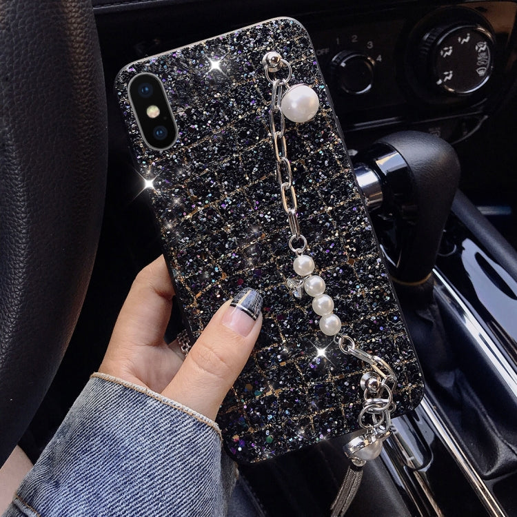 For iPhone X / XS Colorful Sequins Style Protective Back Cover with Lanyard