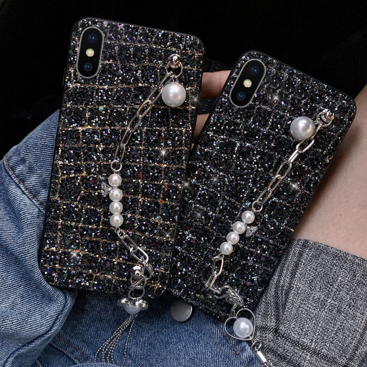 For iPhone X / XS Colorful Sequins Style Protective Back Cover with Lanyard