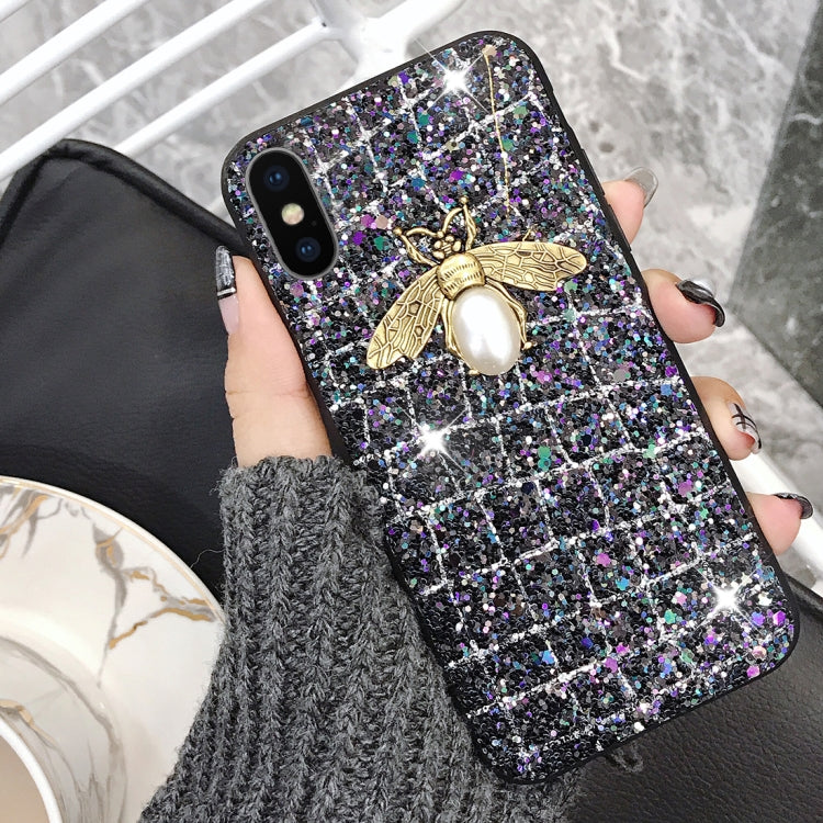 For iPhone X / XS Sequins Bee Style Protective Back Cover Case