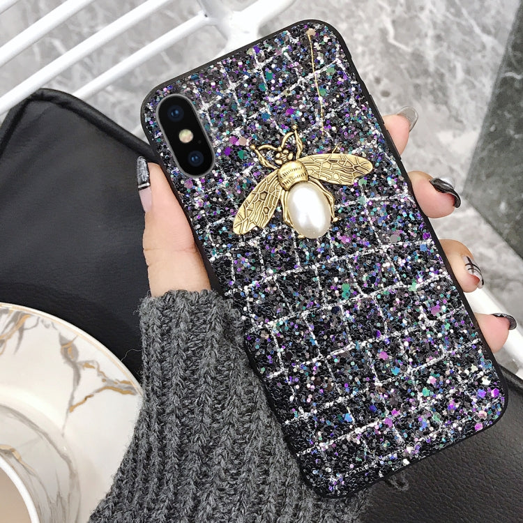 For iPhone X / XS Sequins Bee Style Protective Back Cover Case