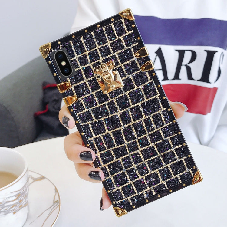 For iPhone X / XS Sequins Lock Style Full Coverage Protective Back Case