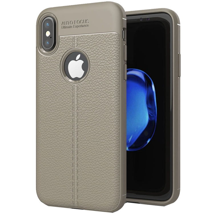 For iPhone X / XS Litchi Texture TPU Protective Back Cover Case